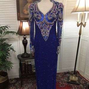 SOLD ... Glitzy Silk Sequin Pageant Evening Gown